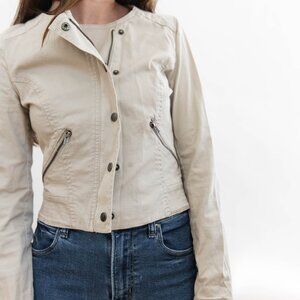 Tan Light Cropped Moto Jacket H&M